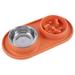 YiHWEI Dog Bowl Stand Wood Pet Supplies Slow Food Bowl With Anti Leak Outer Ring Design Anti Slip Fall Dog Food Bowl Double Feeding Drinking Bowl 2 In 1 Stainless Steel Dog Food Water Orange