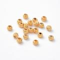 20pc Brass Corrugated Beads Round Long-Lasting Plated Real 24K Gold Plated 3x2.5mm Hole: 1mm