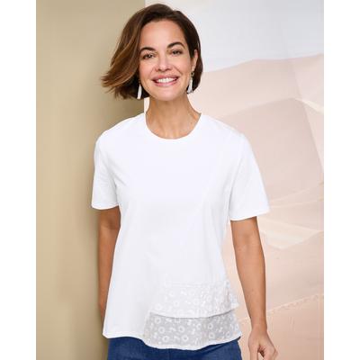 Draper's & Damon's Women's Eyelet Tiered Tee - White - S - Misses