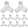 Water Pipe Elbow 10 Pcs Connector for Greenhouse Shed Three-dimensional White Pvc