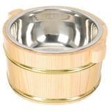 Sushi Barrel Rice Bowl Food Mixing Bucket Steamed Wood Holder Japanese Bowls Wooden Container Buckets Salad