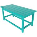 WO Home Furniture Patio Adirondack Coffee Table 35 inch Long for Outdoor Indoor Living Room Lawn Garden Balcony Backyard Porch Pool Deck (Bright Turquoise)