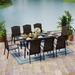 durable 7 Piece Outoor Dining Set for 6 Metal Dining Table and Cushioned Wicker Rattan Chairs Furniture Set for Patio Yards Poolside