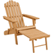 Yaheetech Outdoor Folding Adirondack Chair with Adjustable Backrest Brown
