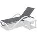 FOAUUH Patio Chaise Lounge Adjustable Aluminum Pool Lounge Chairs with Arm All Weather Pool Chairs for Outside in-Pool Lawn (Gray 1 Lounge Chair+1 Plastic Table)