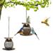 Harpi Bird Feeders for Outdoors Metal Owl Shaped Wild Bird Feeder for Outside Heavy Duty Copper Garden Wild Bird Feeder Hanging Bird Feeders with Hook for Garden Yard Decor