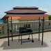 8x4ft Grill Gazebo metal gazebo with Soft Top Canopy and Steel Frame with hook and Bar Counters Fabric Light Brown