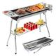 Grills Outdoor Cooking Charcoal Kabob Grill Portable BBQ Grill Large Charcoal Grill for Picnic Patio and Backyard Barbecue With Non-Stick Frying Pan
