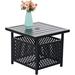 22 x 22 Outdoor Umbrella Side Table Stand Patio Bistro Table with Umbrella Holeï¼ŒBlack