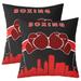 YST Set of 2 Black Red Decorative Pillow Covers 16x16 Inch for Girls Boxing Pillow Covers Extreme Sports Red Boxing Gloves Throw Pillow Covers Pugilism Games Cushion Covers Gamer Room Decor