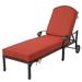87 Inch Zoe Adjustable Metal Patio Chaise Lounger with Cushion Red Saltoro Sherpi