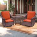 Belord Outdoor Patio Rattan Furniture Set 3 Pieces Rattan Wicker Furniture Set 2pcs Rocking Chairs and Side Table with Cushions Outdoor Table and Chairs Orange