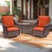 Belord Outdoor Patio Rattan Furniture Set 3 Pieces Rattan Wicker Furniture Set 2pcs Rocking Chairs and Side Table with Cushions Outdoor Table and Chairs Orange