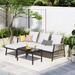 SUNTONE Outdoor Furniture Set - 3 Pieces All weather Patio Conversation Sofa Gray