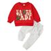 Kids Baby Boys 2Pcs Christmas Outfits Set Embroidery Santa Sweatshirt and Trousers Suit Clothes