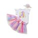 Canis Trendy Easter Outfits for Baby Girls Romper+Tutu Skirt+Flower Headband Set