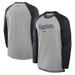 Men's Nike Heather Gray/Navy Cleveland Guardians Authentic Collection Game Time Raglan Performance Long Sleeve T-Shirt