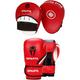 (RED, 12OZ) Boxing Gloves and Focus Pads Set Sparring Punch Bag Hook Jab Gym Training MMA