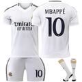 (26) 24-25 Real Madrid Home Soccer Jersey Set No.10 MBAPPE Training Suit Football Kit Uniform With Socks for Adult Kids