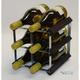 Classic 6 bottle black stained wood and galvanised metal wine rack ready assembled