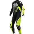 Dainese Audax D-Zip perforated 1-Piece Motorcycle Leather Suit, black-white-yellow, Size 52