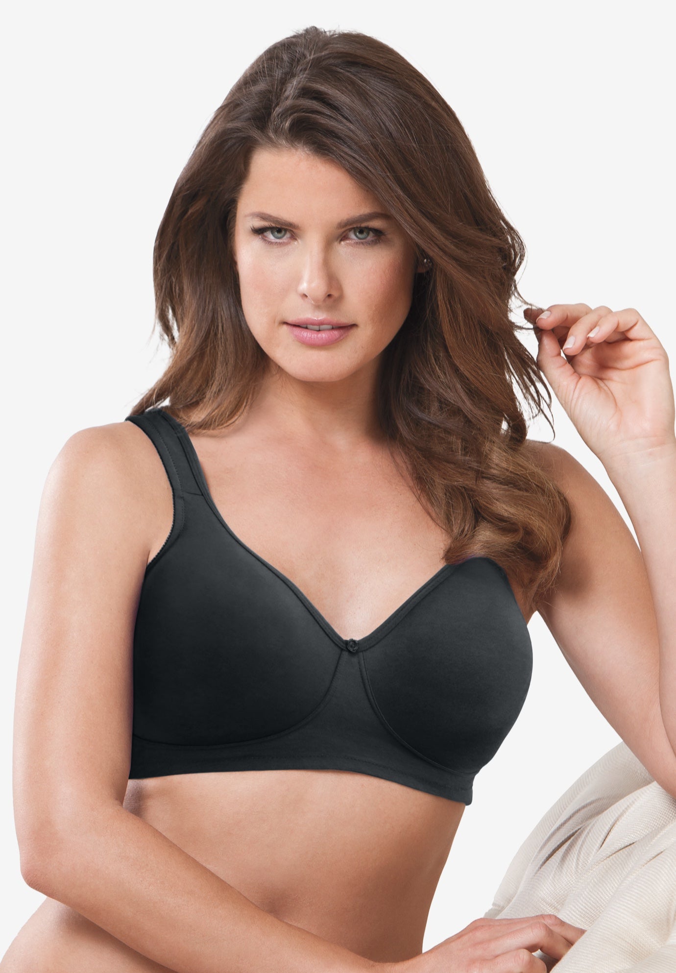Plus Size Women's Wireless Microfiber T-Shirt Bra by Comfort Choice in Black (Size 54 D)