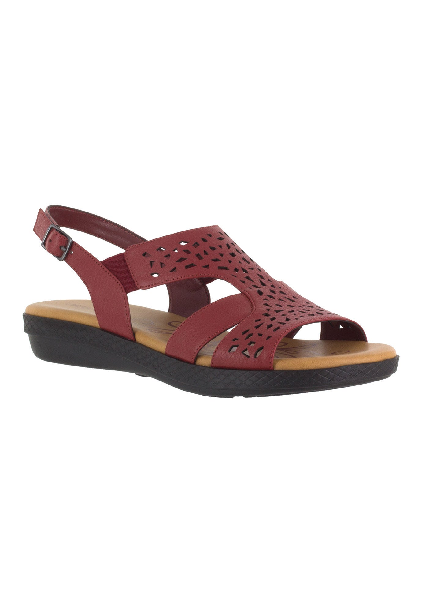 Wide Width Women's Bolt Sandals by Easy Street® in Red (Size 8 W)