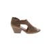 Natural Soul by Naturalizer Ankle Boots: Slip-on Chunky Heel Casual Brown Solid Shoes - Women's Size 8 - Open Toe