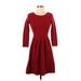 Jessica Simpson Casual Dress - Fit & Flare: Burgundy Dresses - Women's Size Small