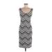Soprano Casual Dress - Sheath Scoop Neck Sleeveless: Gray Print Dresses - Women's Size Medium