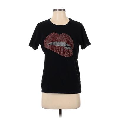 Lauren Moshi Short Sleeve T-Shirt: Black Print Tops - Women's Size Small