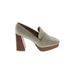 Charles by Charles David Heels: Slip On Chunky Heel Bohemian Gray Solid Shoes - Women's Size 6 1/2 - Almond Toe