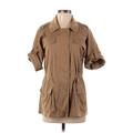 Lafayette 148 New York Jacket: Below Hip Tan Print Jackets & Outerwear - Women's Size Small