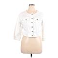 Torrid Denim Jacket: Short White Print Jackets & Outerwear - Women's Size 1X Plus