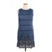 Tommy Hilfiger Casual Dress - Mini High Neck Sleeveless: Blue Print Dresses - Women's Size 12