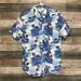 Levi's Shirts | Levi’s Hawaiian Shirt Men’s M Blue White Short Sleeve Cotton Linen Casual Floral | Color: Blue/White | Size: M