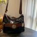 Giani Bernini Bags | Giani Bernini Black Leather Shoulder Bag With Brown Croc Embossed Leather Trim | Color: Black/Brown | Size: 10.5”W X 8”H X 4”D