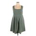 Shein Casual Dress - Mini Square Sleeveless: Green Print Dresses - Women's Size 3X