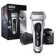 Braun Series 8 Electric Shaver for Men with Precision Trimmer & Clean & Charge Station, Cordless Foil Razor, Wet & Dry, 100% Waterproof, UK 2 Pin Plug, 8390cc, Silver Razor