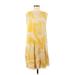 Mo:Vint Casual Dress - Shift: Yellow Print Dresses - Women's Size Medium