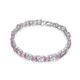 Theia Sterling Silver 925 set with 7ct Oval Pink Sapphire Gem Stones and Diamonds set in Cross Over Links 19cm Bracelet
