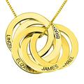 Grancey Russian Ring Necklace with Engraving 5 Names 5 Rings Personalised—Round Circle Disc Necklace Customized for Women Girls
