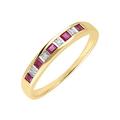 Ivy Gems 9ct Yellow Gold Square Cut Ruby & Diamond Channel Set Half Eternity Ring - Size T