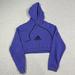 Adidas Tops | Adidas Women Trefoil Purple Crop Top Hoodie Pullover Sweatshirt Size Xl | Color: Purple | Size: Xl