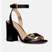 Coach Shoes | Coach Fg3484 Black Leather Maddi Heeled Open Toe Strappy Sandals Women’s Size 5 | Color: Black | Size: 5