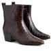 J. Crew Shoes | J. Crew Croc Embossed Boots Brown Chocolate Black Leather | Color: Brown | Size: 9.5