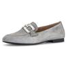 Loafer GABOR, Damen, Gr. 38, grau, Ziegenveloursleder, modisch, Schuhe, Slipper, Festtagsschuh, Schlupfschuh mit edlem Schmuckelement