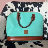 Dooney & Bourke Bags | Dooney & Bourke Teal Pebbled Leather Dome Satchel | Color: Blue/Brown | Size: Os