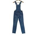 Madewell Jeans | Madewell Size S Denim Bib Overalls Medium Wash Blue Skinny Raw Hem Side Zipper | Color: Blue | Size: Small