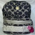 Coach Bags | Coach Bookbag Collegiate Silver Stripe Poppy Backpack | Color: Blue/Silver | Size: Os